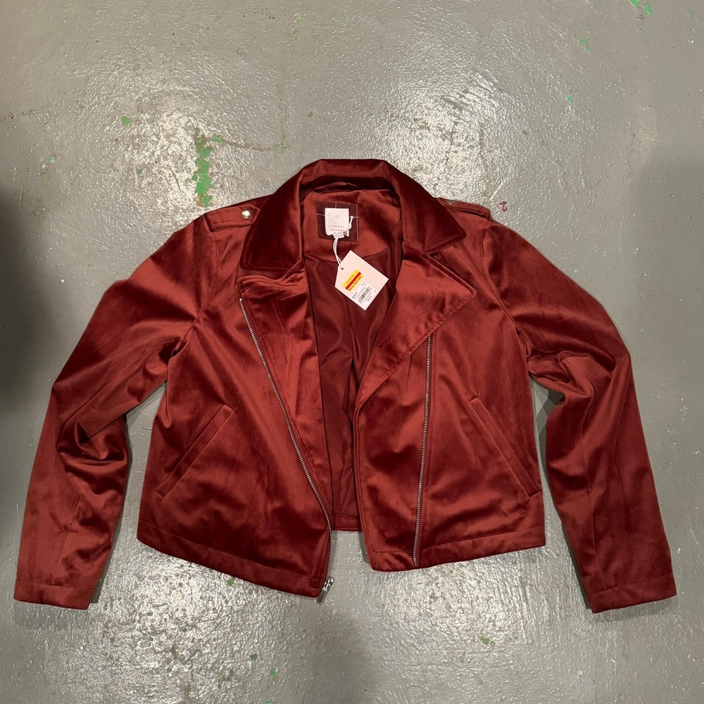 orange velvet jacket
